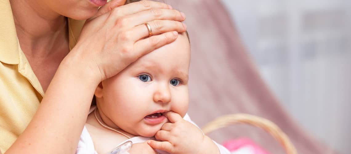 How long does the temperature last during teething?